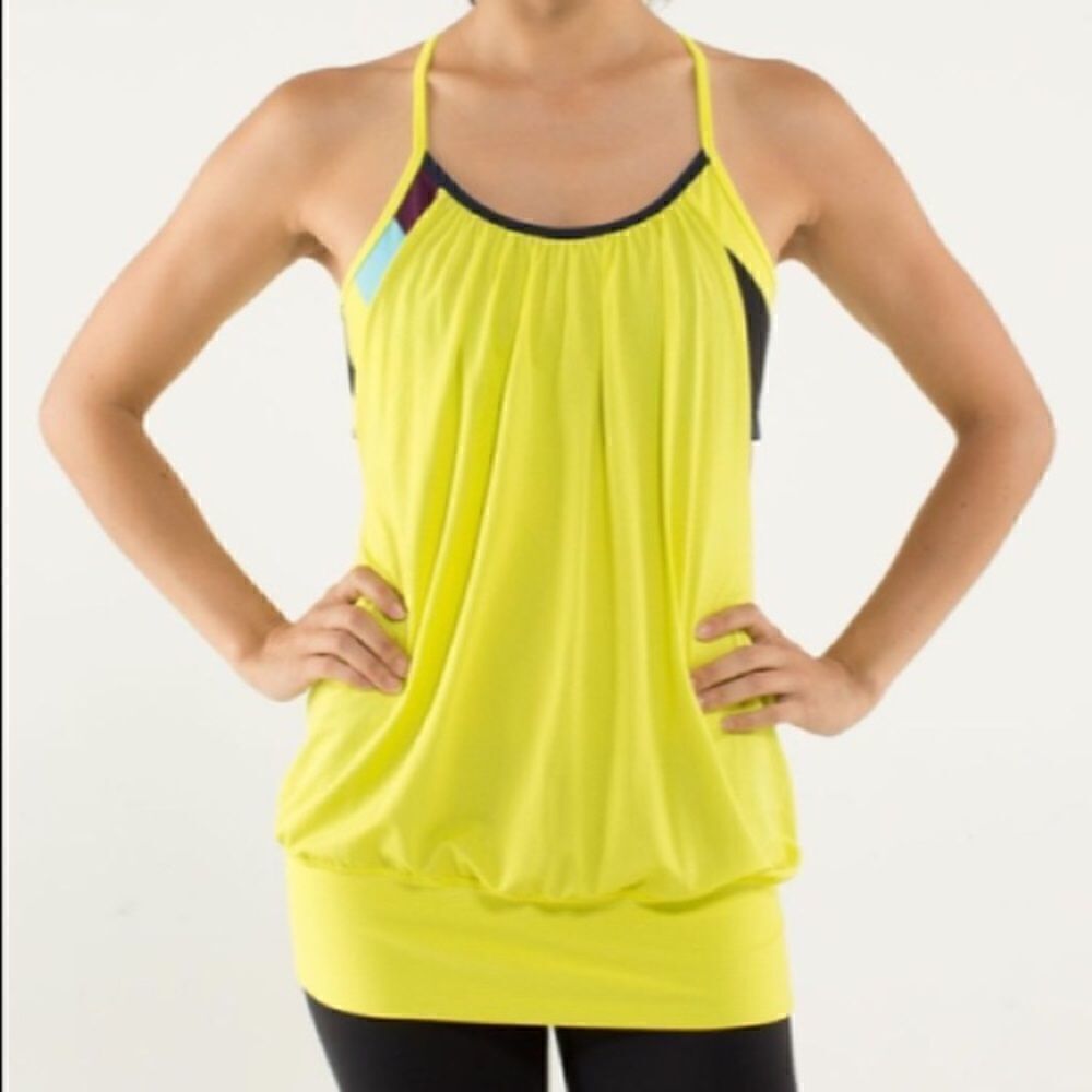 Lululemon Athletica No Limits powstripe/ split pea tank 4*